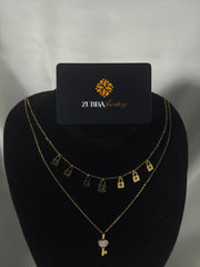 Stylish Lock & key design Double chain necklace for girls