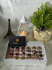 Morganite Heart blossom three rings set