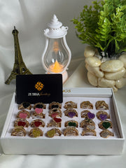 Morganite Heart blossom three rings set