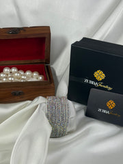 Fancy Glamorous design silver stones bangles set for girls/ women (12pcs Set)