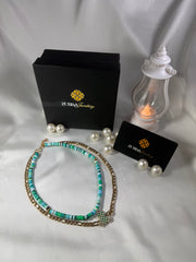 Elegant charming beads and chain necklace with small teddy for baby girls