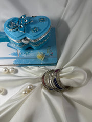 Silver metal bangle set with metallic shine