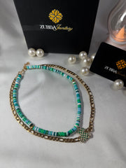 Elegant charming beads and chain necklace with small teddy for baby girls