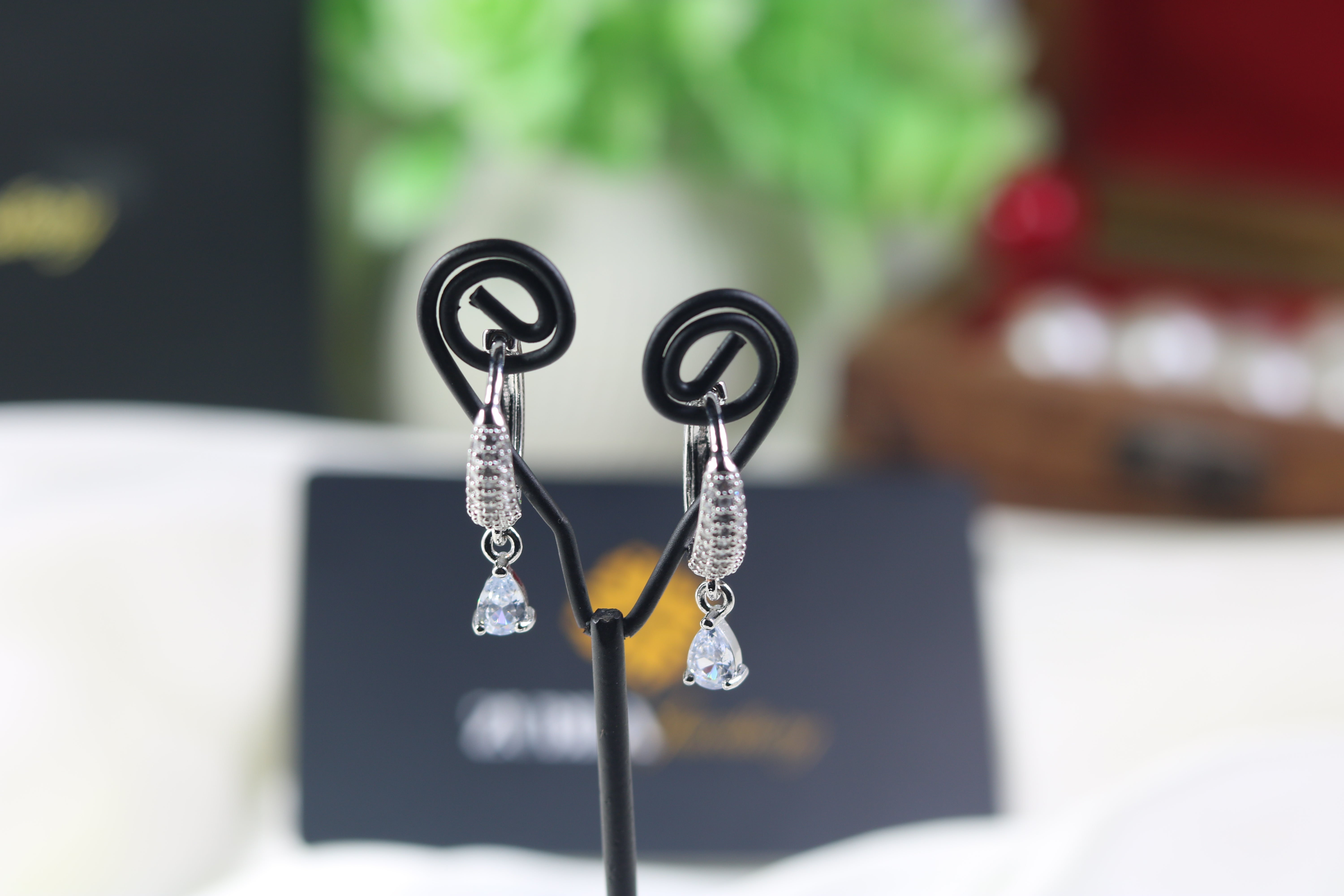 Small silver earrings D Bali design