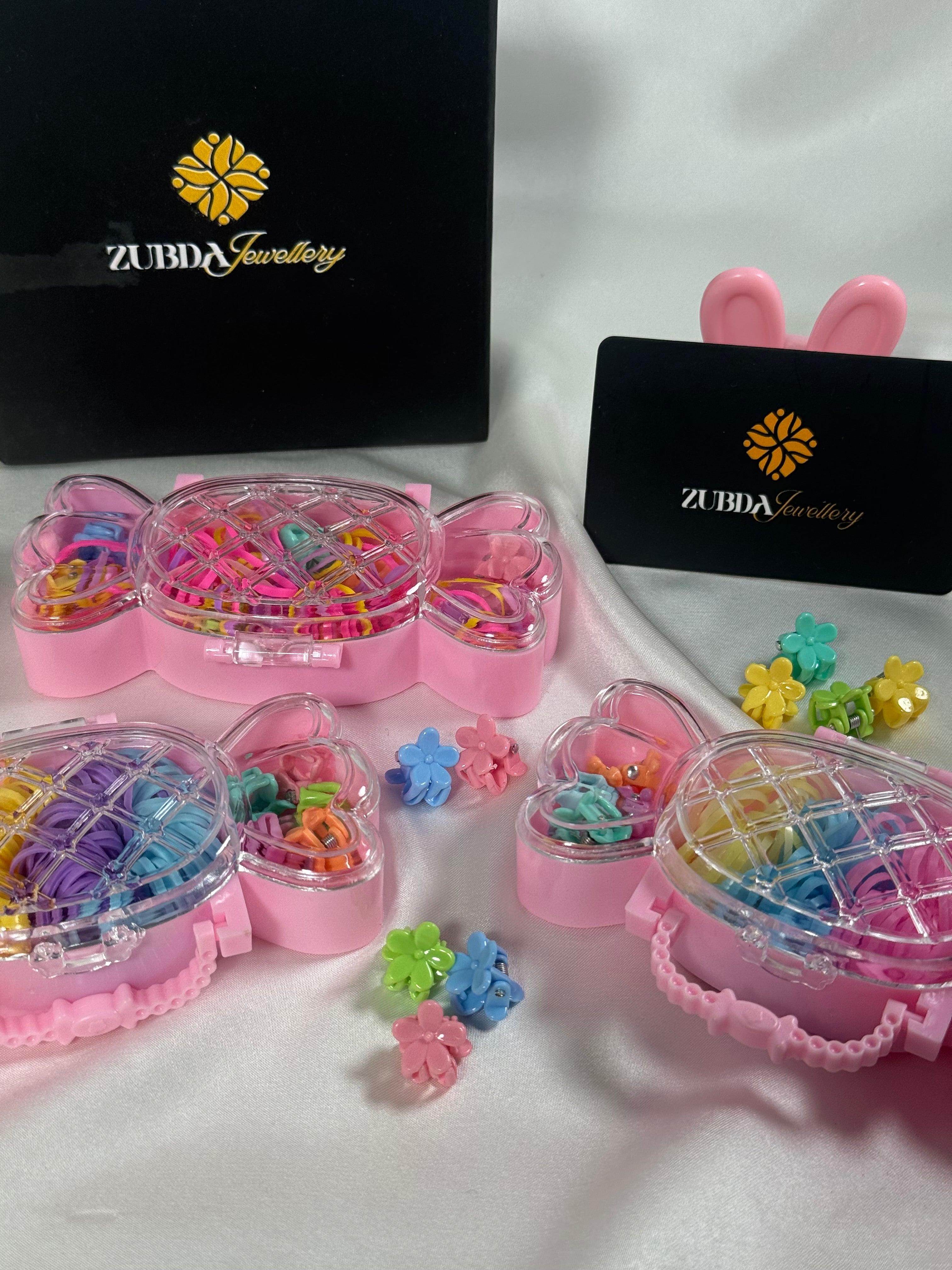 Cute Candy box contains rubber ponies and mini catcher for baby girls