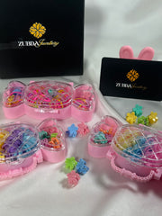 Cute Candy box contains rubber ponies and mini catcher for baby girls
