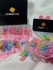 Cute Candy box contains rubber ponies and mini catcher for baby girls