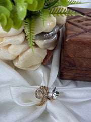 Golden Ring with white pearly flower