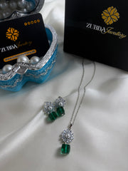Elegant Green cubic Stones Necklace set for girls/women
