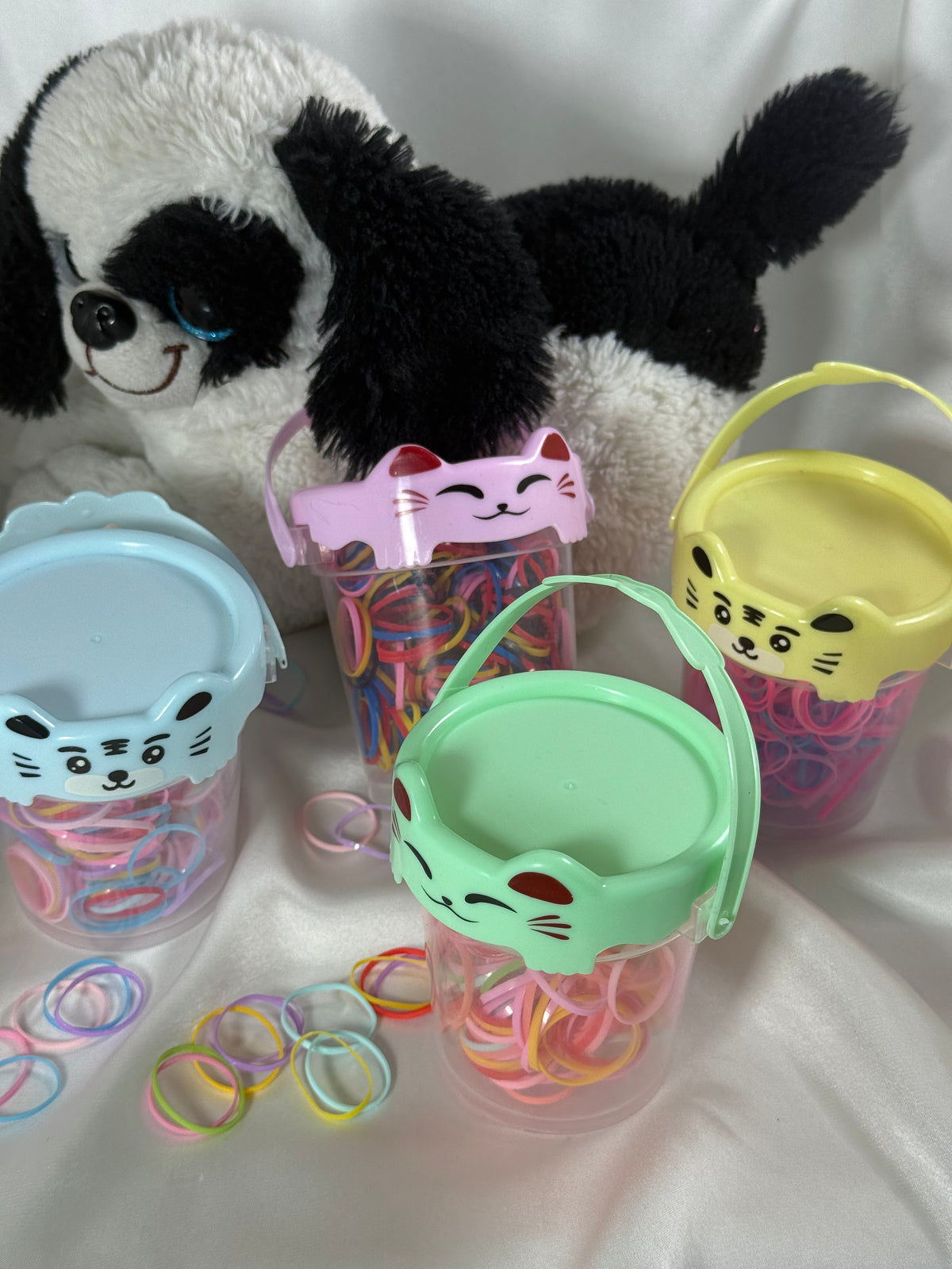 Cute bucket of rubber ponies for baby girls