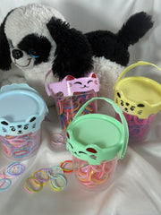 Cute bucket of rubber ponies for baby girls