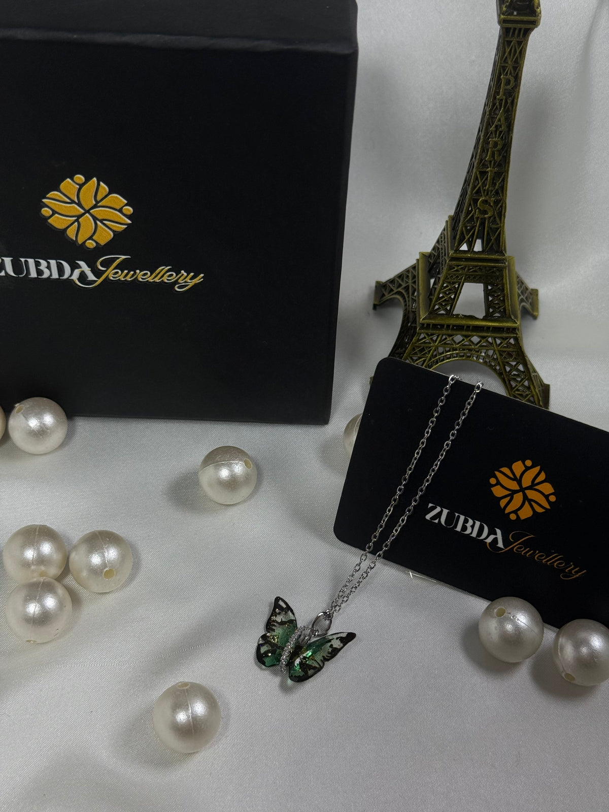 Green glittery Butterfly Necklace for girls