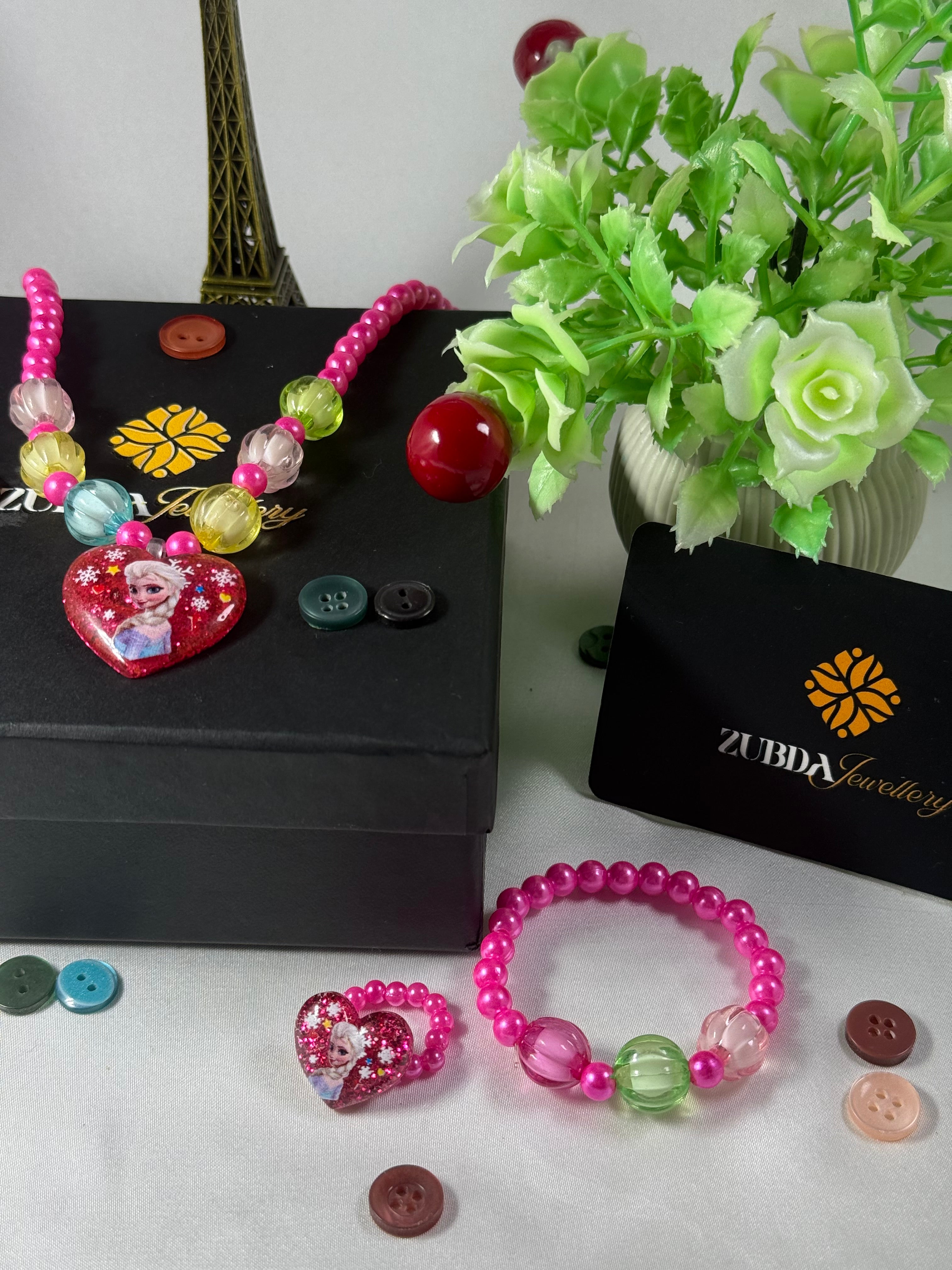 Frozen kids necklace with bracelet and ring