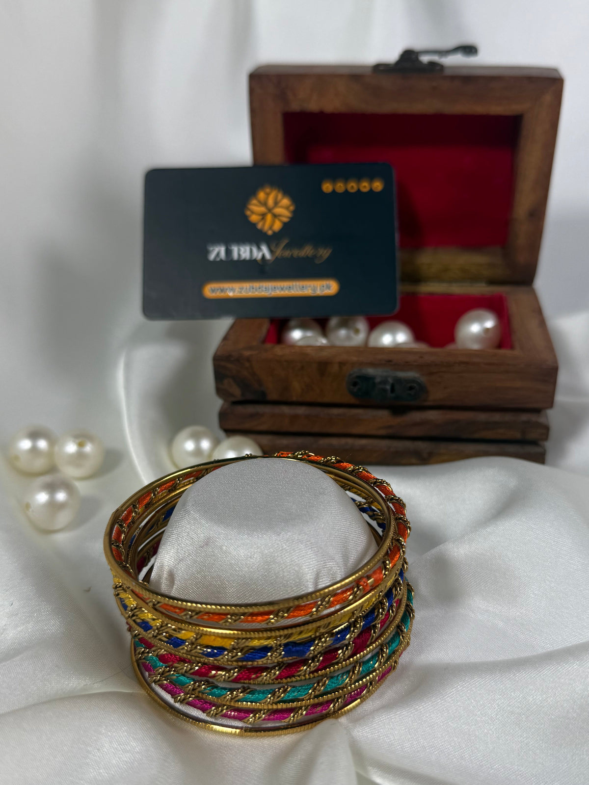 Metal bangle set with Multi Colour Thread finishing