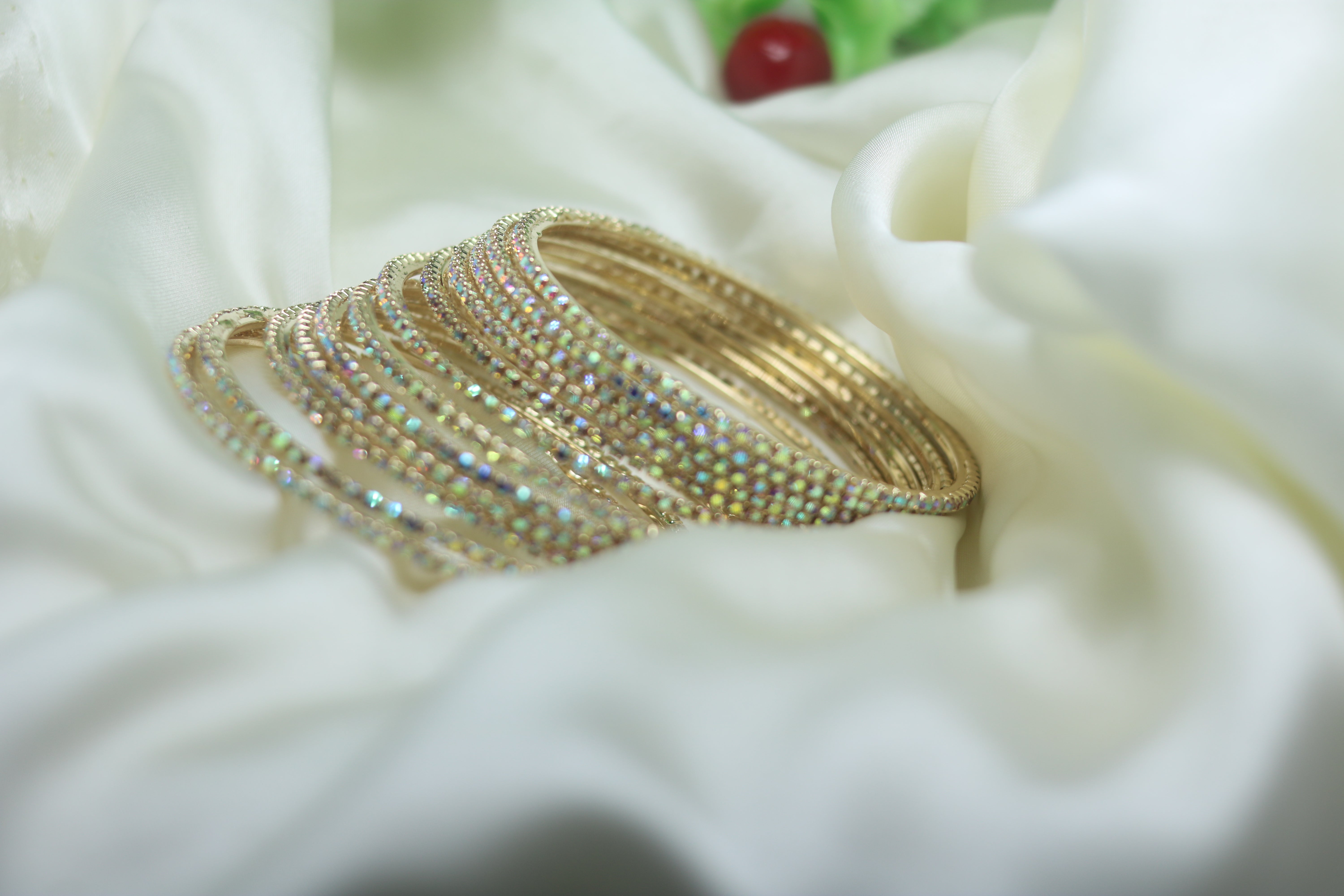 Fancy Glamorous design silver stones bangles set for girls/ women (12pcs Set)