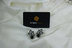 Black Peacock pearl and sterling silver earrings for girls/women