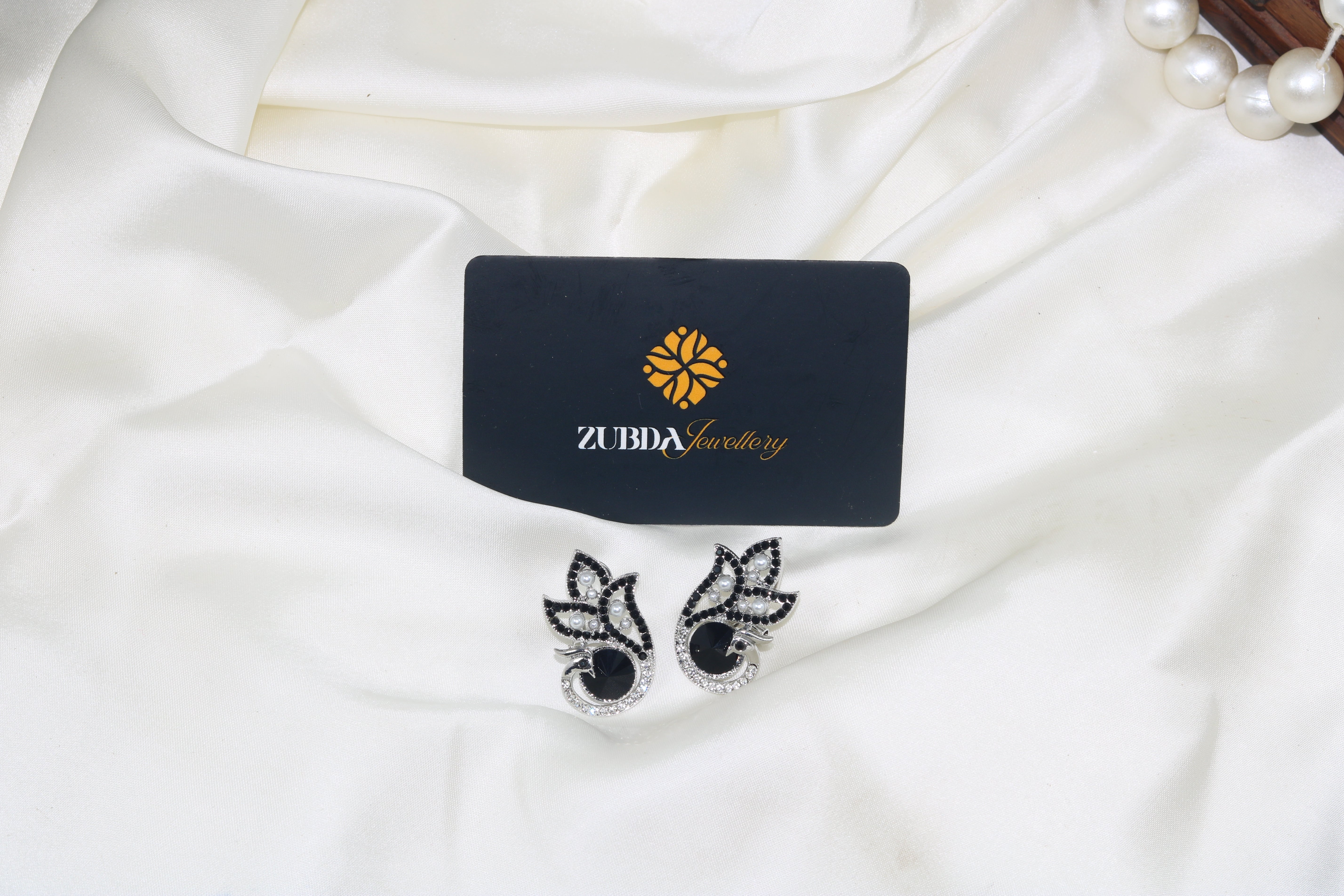 Black Peacock pearl and sterling silver earrings for girls/women