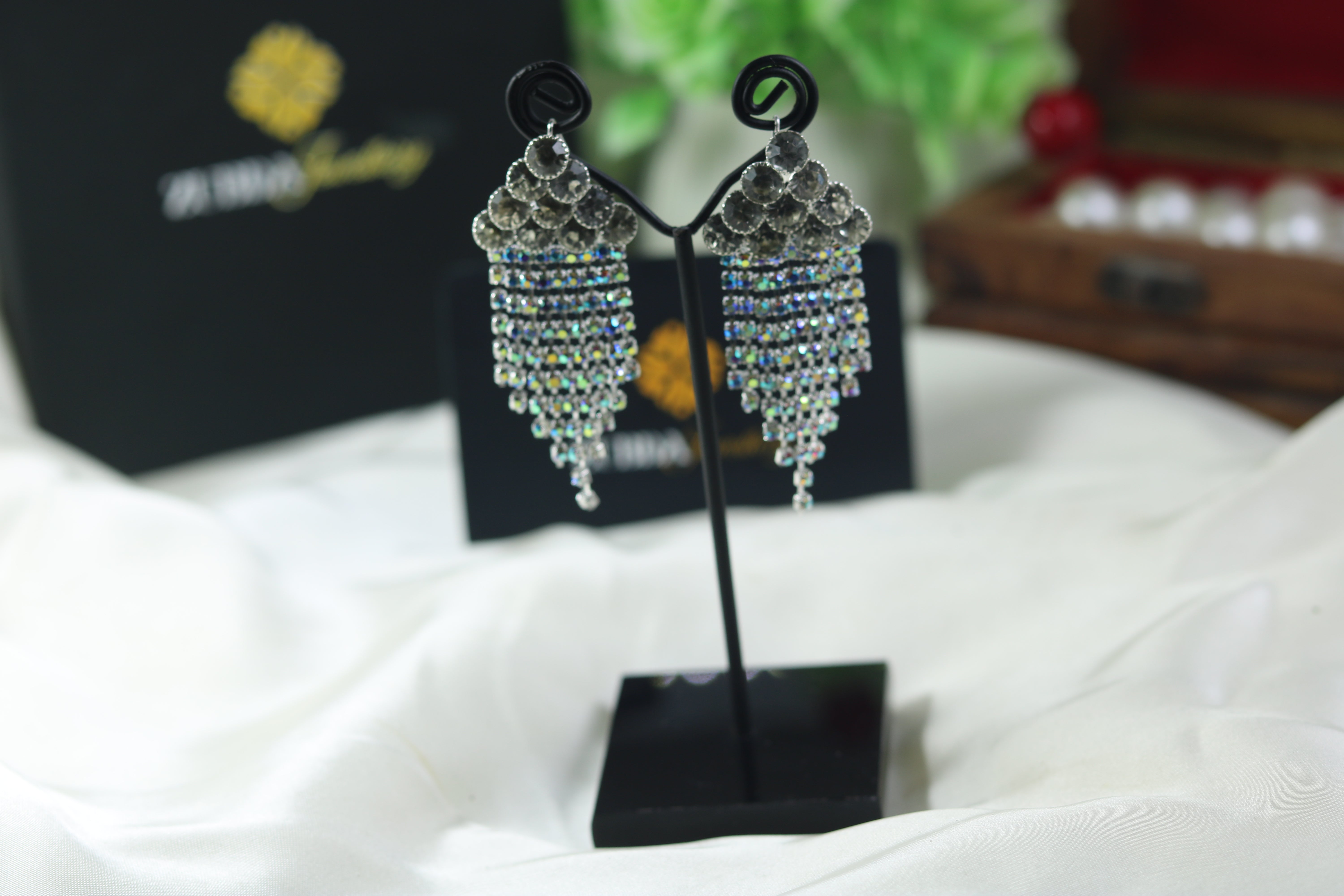 Silver pearly long earrings for girls/women
