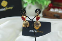 Gold plated filigree jumka with pearls