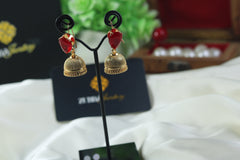 Gold plated filigree jumka with pearls