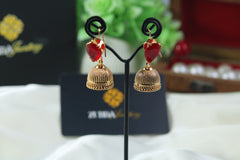 Gold plated filigree jumka with pearls