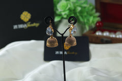 Gold plated filigree jumka with pearls