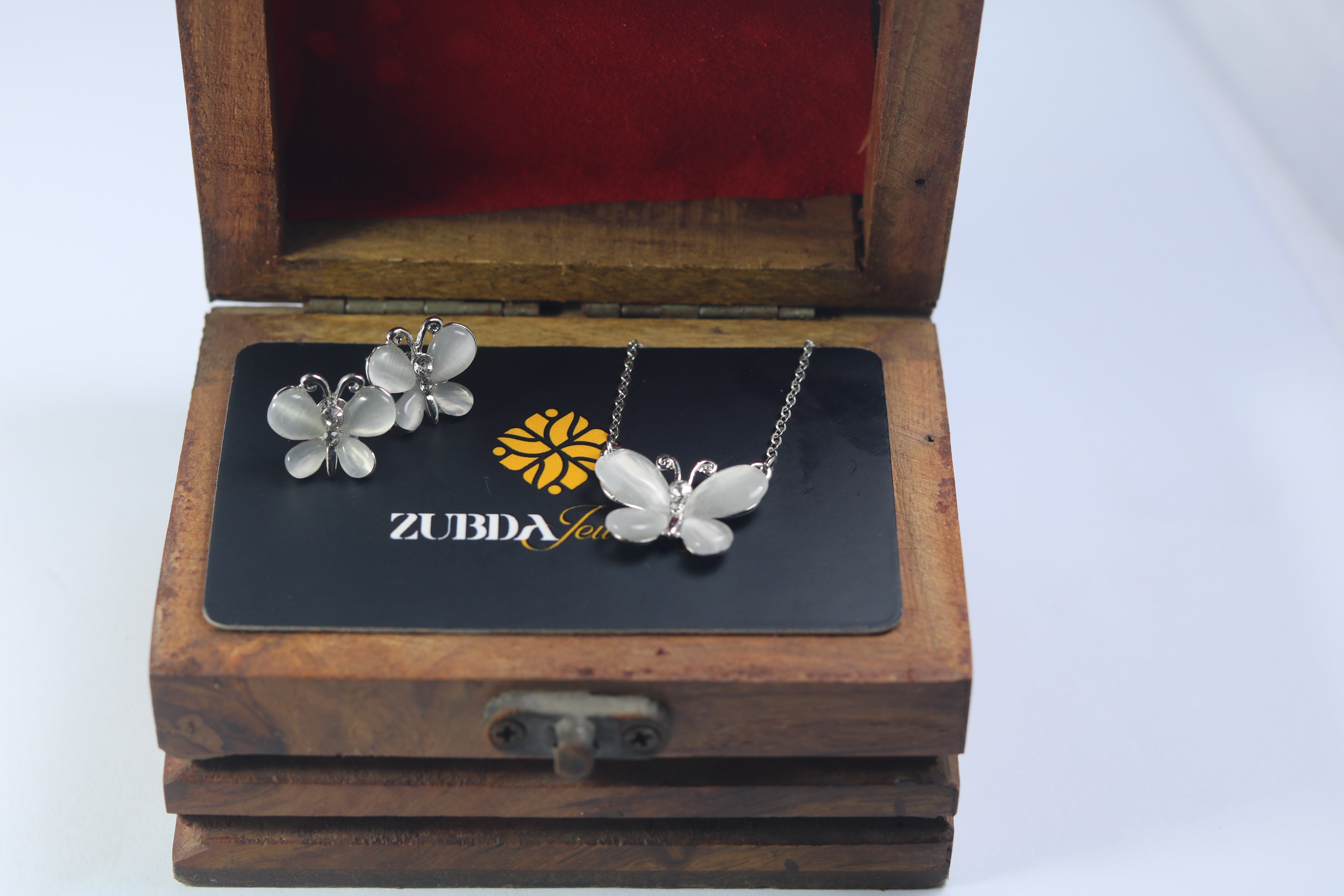 Butterfly crystal stone necklace set for girls