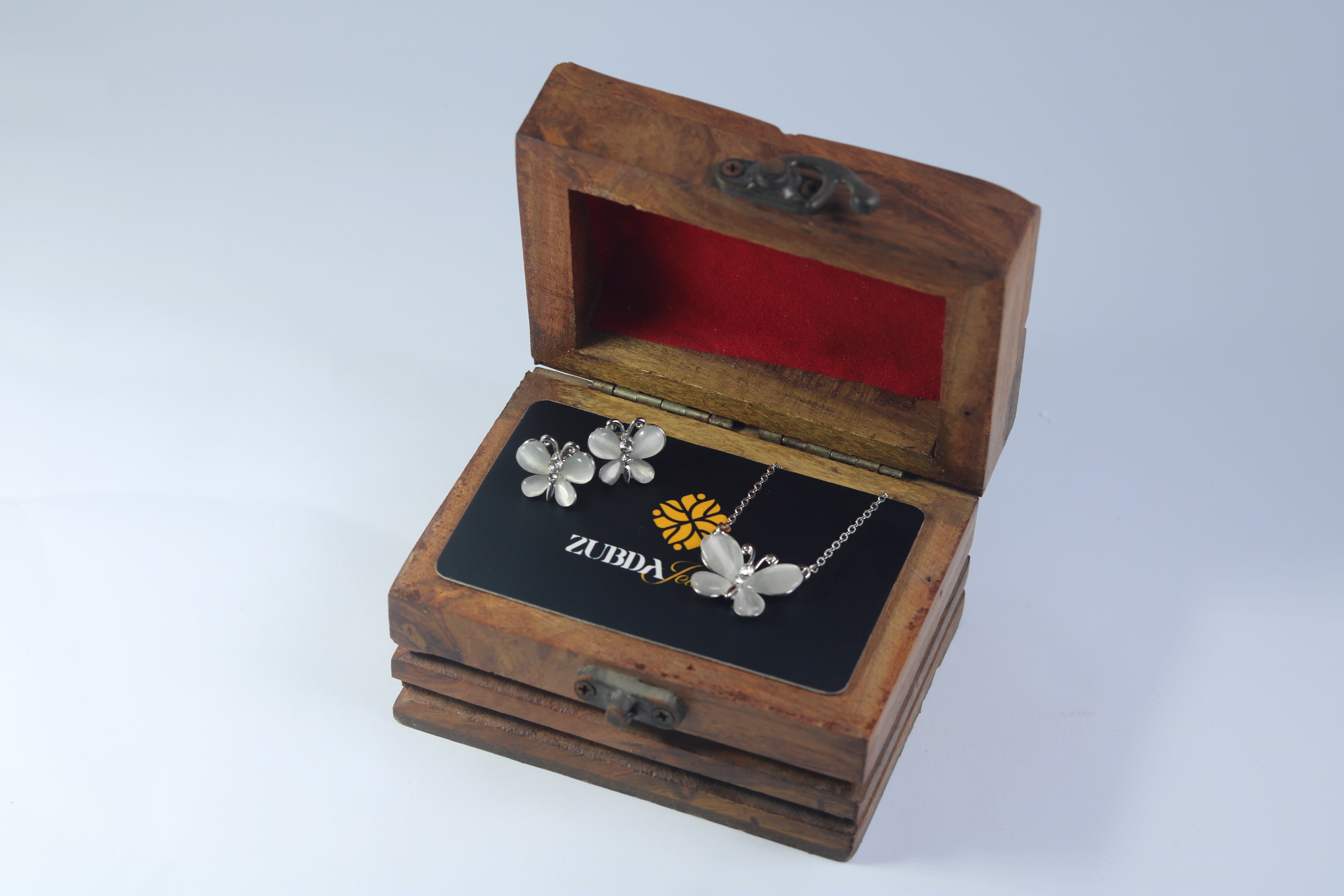 Butterfly crystal stone necklace set for girls