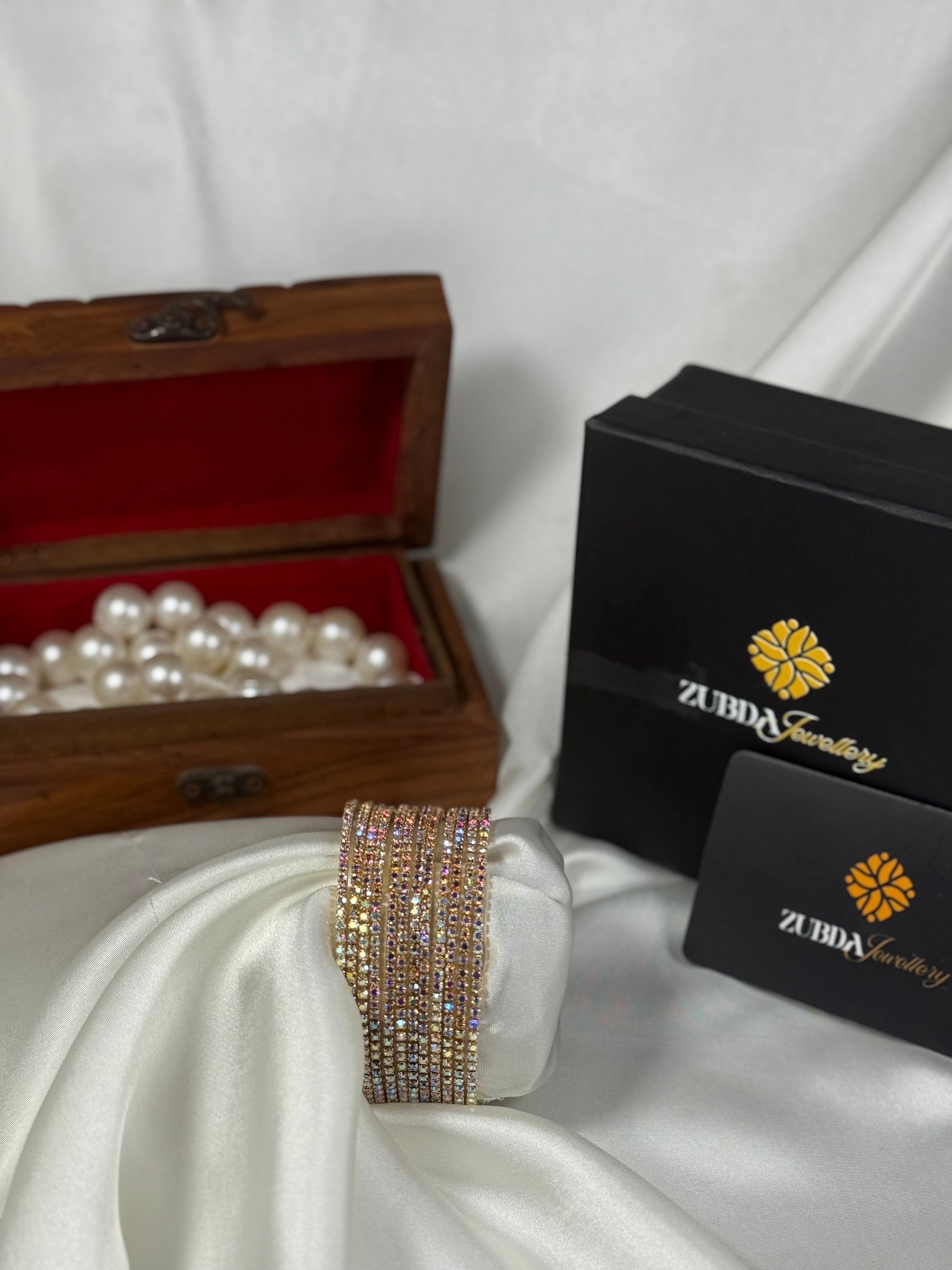 Fancy Glamorous design silver stones bangles set for girls/ women (12pcs Set)