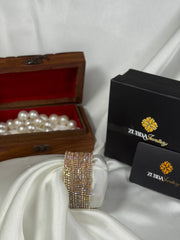 Fancy Glamorous design silver stones bangles set for girls/ women (12pcs Set)