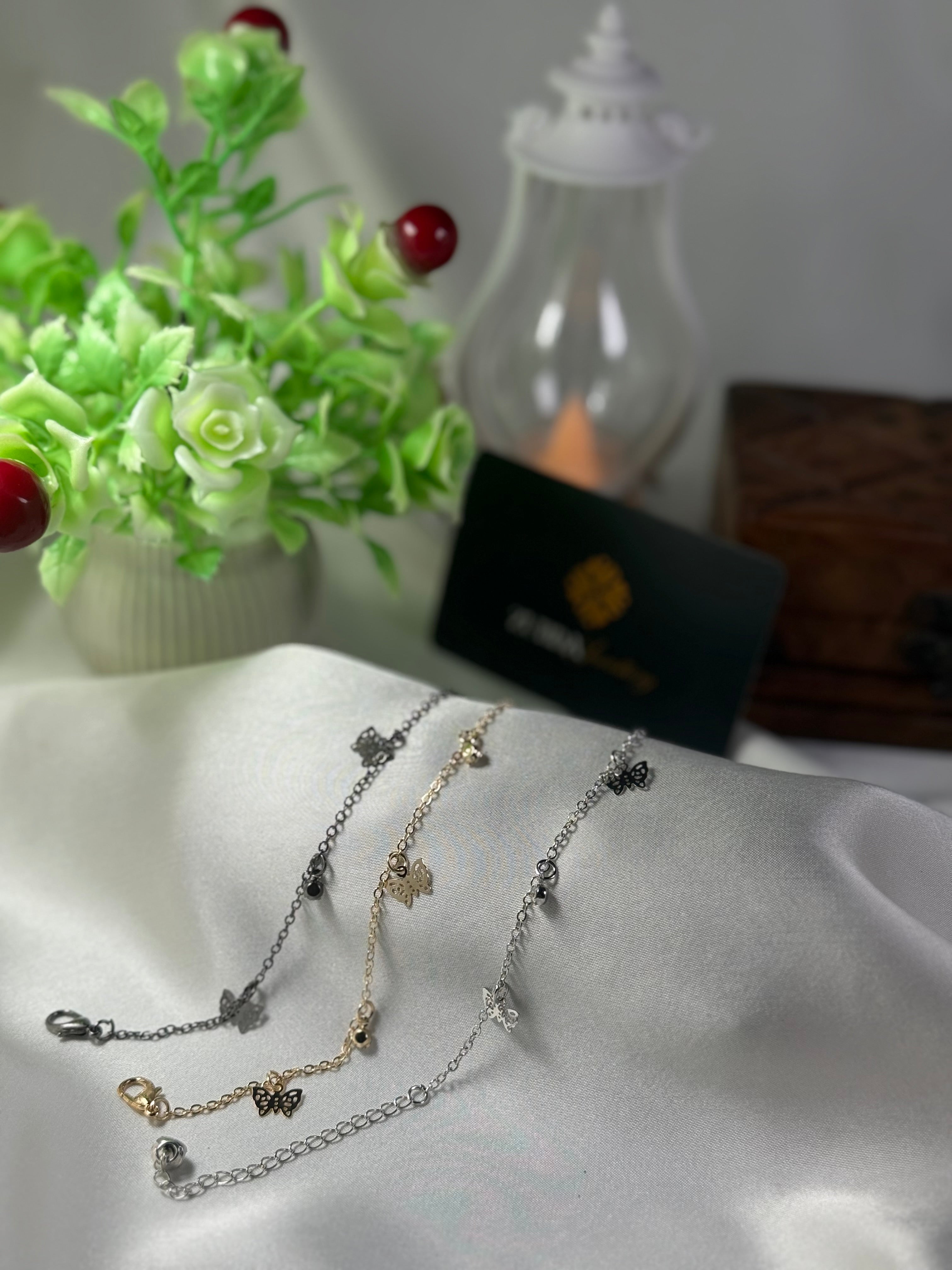 Anklet with Beautiful leafy, butterfly, circle design for girls