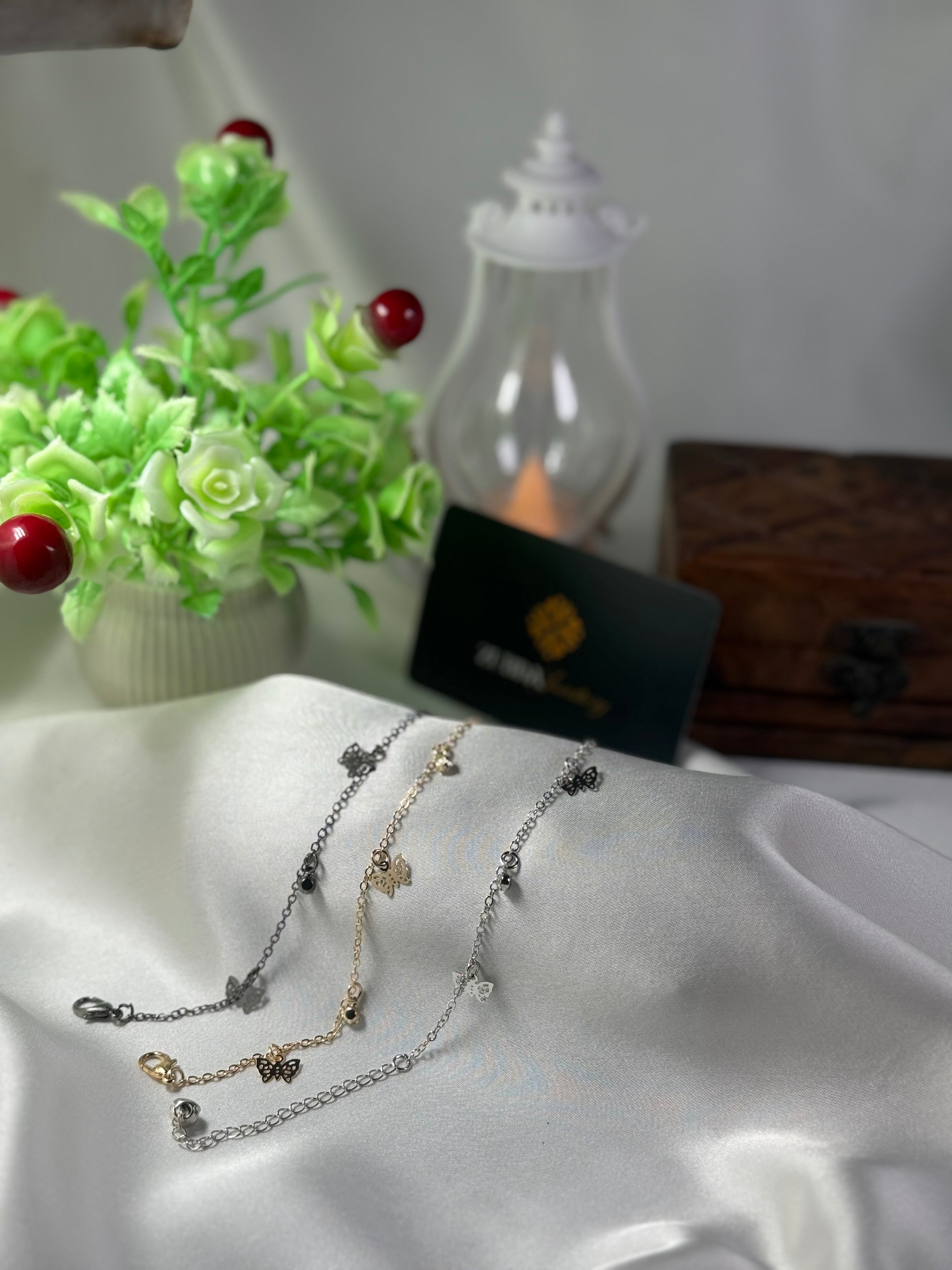 Anklet with Beautiful leafy, butterfly, circle design for girls