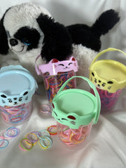Cute bucket of rubber ponies for baby girls