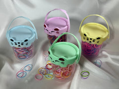 Cute bucket of rubber ponies for baby girls