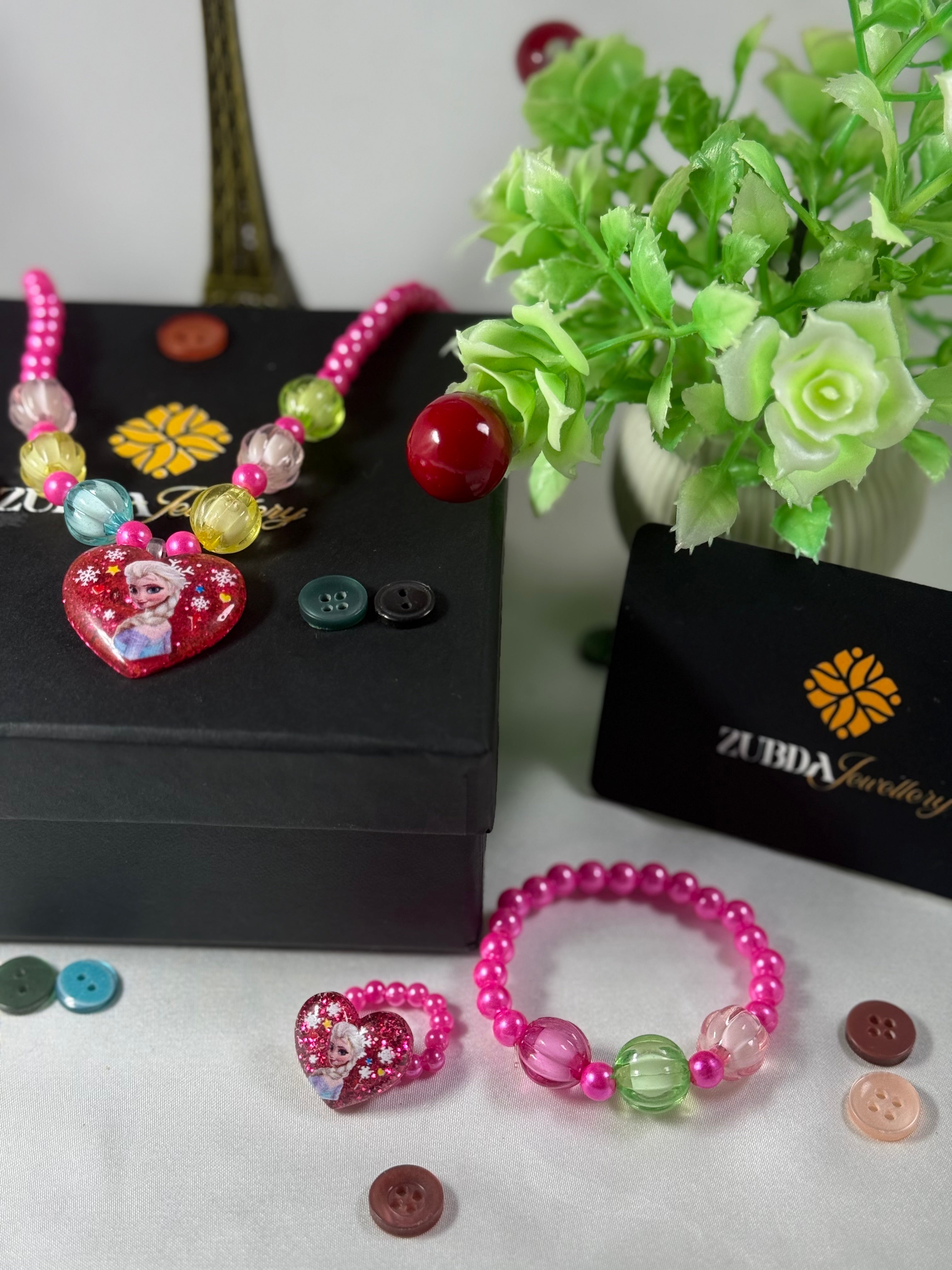 Frozen kids necklace with bracelet and ring